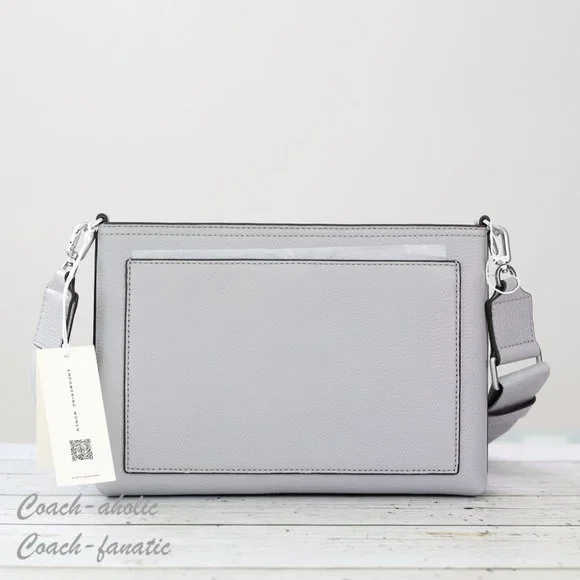 NWT Tory Burch Blake Swingpack Leather Crossbody Bag in Bay Gray - Picture 7 of 11